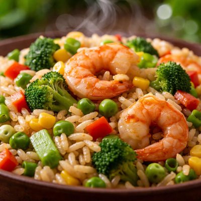 Image of Whole30 Vegetable and Shrimp Fried Rice