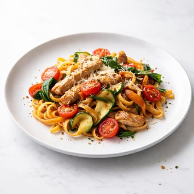 Image of Vegetable and Tomato Chicken Fettuccine