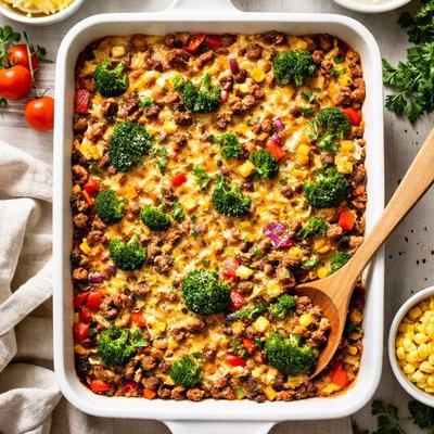 Image of Vegetable Beef and Cheddar Bake