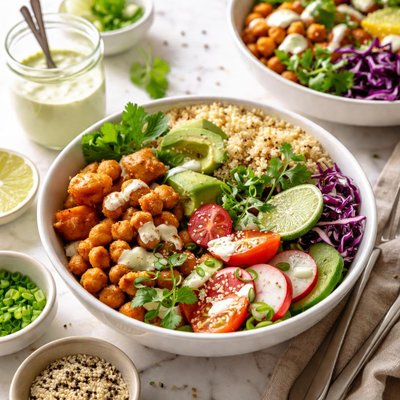 Image of Vegetable Bowls with Yogurt Lime Dressing