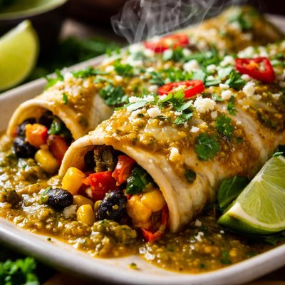 Image of Vegetable Enchiladas with Tomatillo Sauce