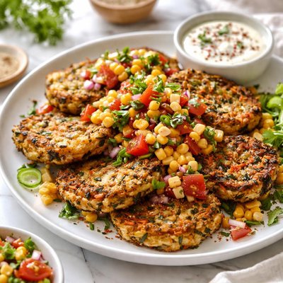 Image of Vegetable Fritters with Corn Salsa Can Be Gluten Free