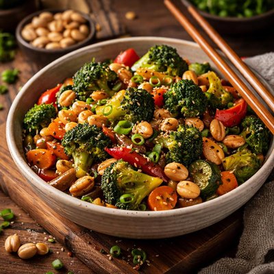 Image of Vegetable Kung Pao with Broccoli and Peanuts
