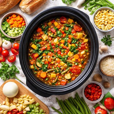 Image of Vegetable Soup Explosion Slow Cooker Version