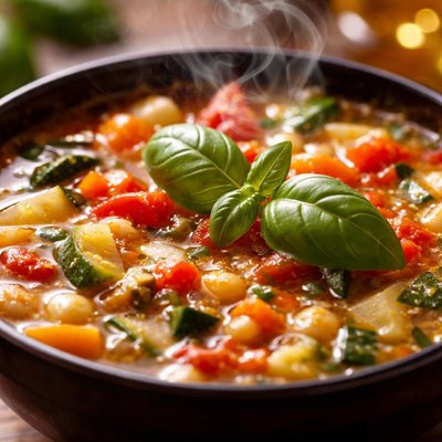 Image of Vegetable Soup with Sweet Basil
