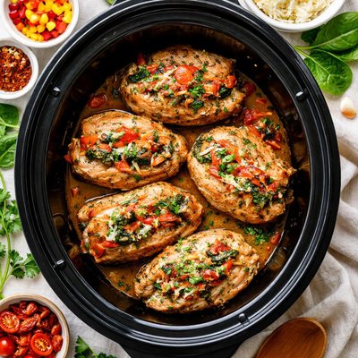 Image of Vegetable Stuffed Pork Chops Crock Pot