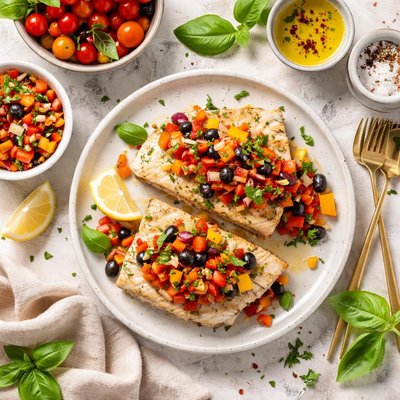 Image of Vegetable Topped Halibut