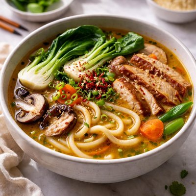 Image of Vegetables Udon in Chicken Miso Broth