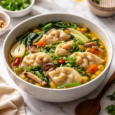 Image of Veggie Dumpling Soup Vegan