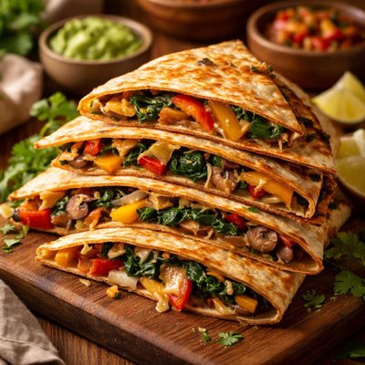 Image of Veggie Quesadilla W Peppers Mushrooms Onions Spinach