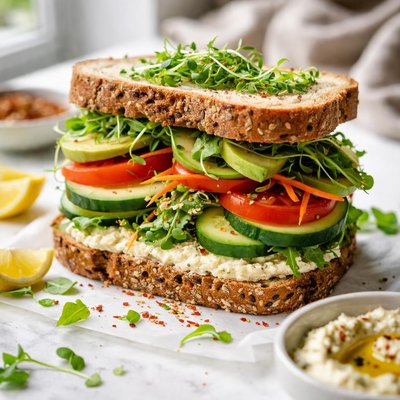 Image of Veggie Sandwich with White Bean Pesto