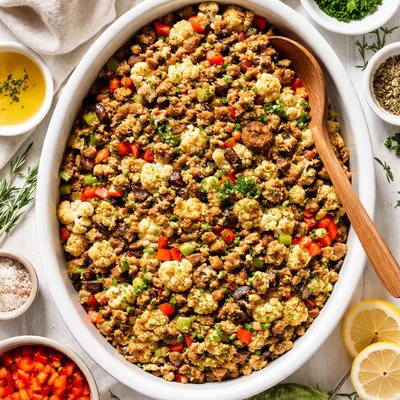 Image of Veggie Sausage Herb Stuffing Low Carb