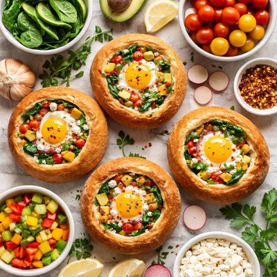 Image of Veggies and Egg in a Bread Roll