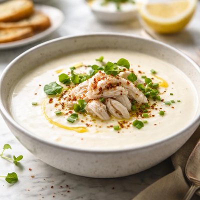 Image of Velvet Soup Garnished with Crabmeat