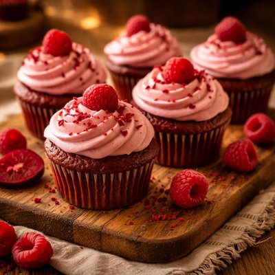 Image of Velvety Beet Cupcakes with Raspberry Icing