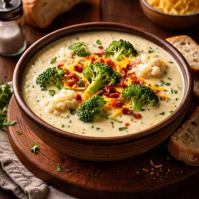 Image of Velvety Broccoli Cauliflower Cheese Soup