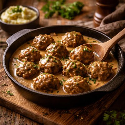 Image of Venision or Beef Meatballs with Gravy Oamc