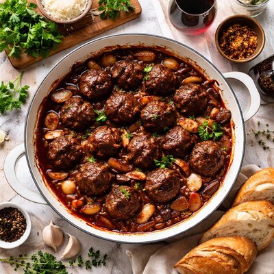 Image of Venison Meatballs in Wine Sauce