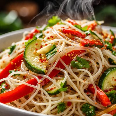 Image of Vermicelli Salad with Red Peppers and Zucchini