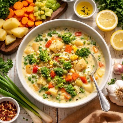 Image of Very Creamy Vegetable Chowder a La Moosewood