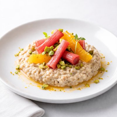 Image of Very Healthy Oatmeal Rhubarb Orange and Ginger Pudding