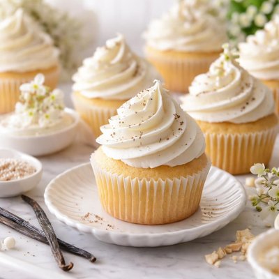 Image of Very Vanilla Cupcakes with Easy Cream Cheese Frosting