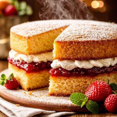 Image of Victoria Sandwich Classic English Sponge Cake for Tea Time