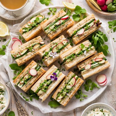Image of Victorian Watercress Tea Sandwiches for High Tea and Picnics