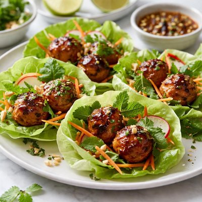 Image of Vietnamese Chicken Meatballs in Lettuce Wraps