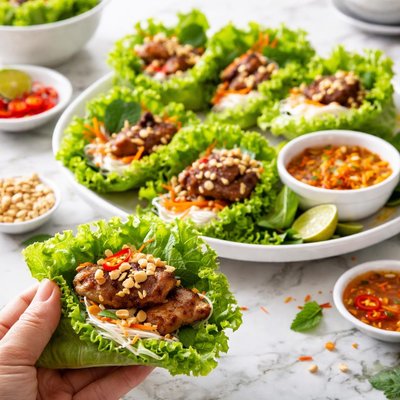 Image of Vietnamese Grilled Pork Wrapped in Lettuce