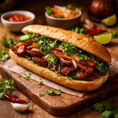 Image of Vietnamese Pork Sandwich Banh Mi Thit