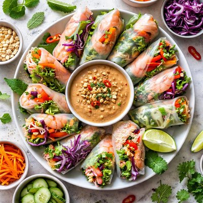 Image of Vietnamese Rolls with Peanut Dipping Sauce