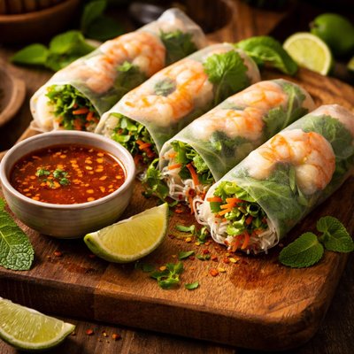 Image of Vietnamese Shrimp Rolls with Sweet Chili Dipping Sauce