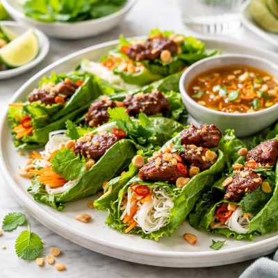 Image of Vietnamese Style Grilled Beef Wrap Ups