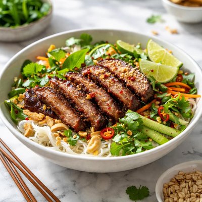 Image of Vietnamese Style Grilled Steak with Noodles