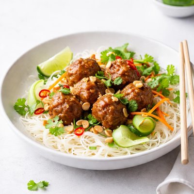 Image of Vietnamese Turkey Meatballs and Noodles