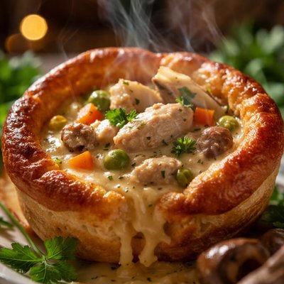 Image of Vincent Price Chicken Pudding Chicken with Yorkshire Pudding