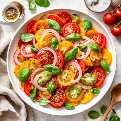 Image of Vine Ripened Tomato Sweet Onion and Basil Salad