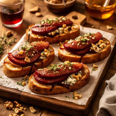 Image of Viva Madrid Red Wine Pear and Blue Cheese Toasts