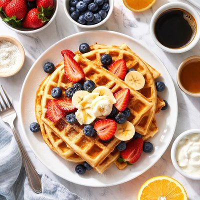 Image of Waffles estilo Waffle House sin azúcar.