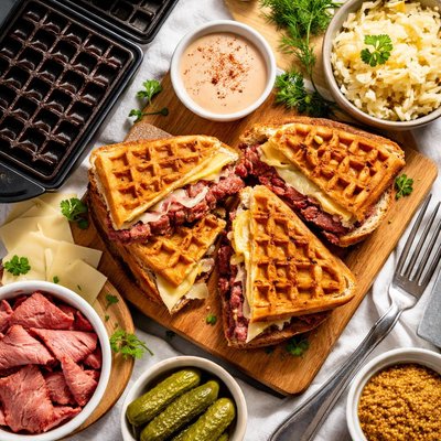Image of Waffle Iron Reuben Sandwich Emeril Lagasse