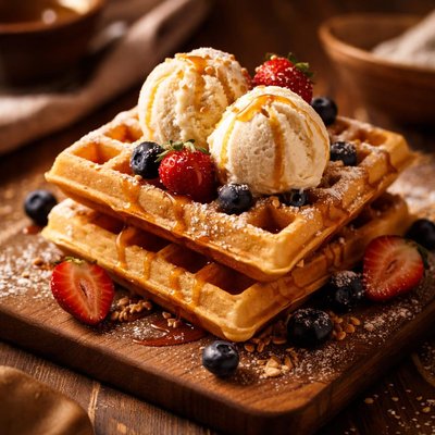 Image of Waffles a La Mode