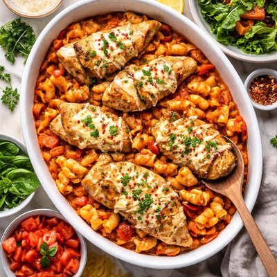 Image of Waist Watching Baked Chicken and Shells Marinara