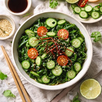Image of Wakame Seaweed and Okra Sunomono