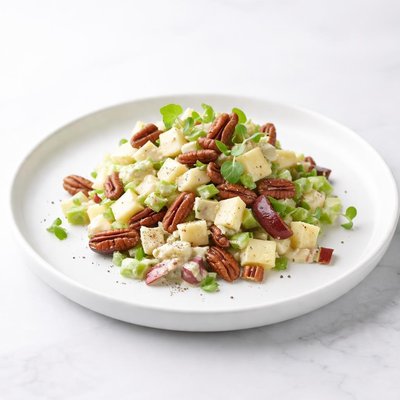 Image of Waldorf Salad Apples Dates Celery Pecans Sour Cream
