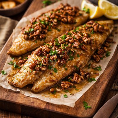 Image of Walleye with Pecan Butter Sauce Fish