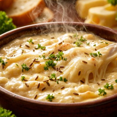 Image of Warm and Creamy Swiss Cheese Dip with Caraway
