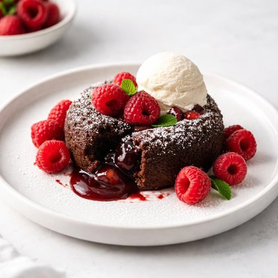 Image of Warm and Fudgy Raspberry Pudding Cake