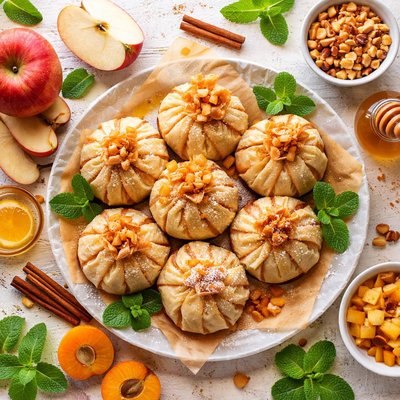 Image of Warm Apple and Apricot Phyllo Purses