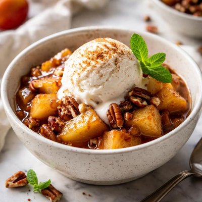 Image of Warm Apple Dessert Compote with Ice Cream
